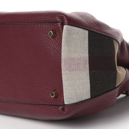 Burberry Grainy Calfskin House Check Small Maidstone Burgundy Red 9 of 11
