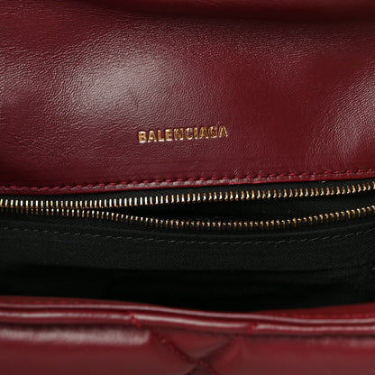 Balenciaga Nappa Calfskin Quilted Touch B Puffy Clutch Dark Red 6 of 10