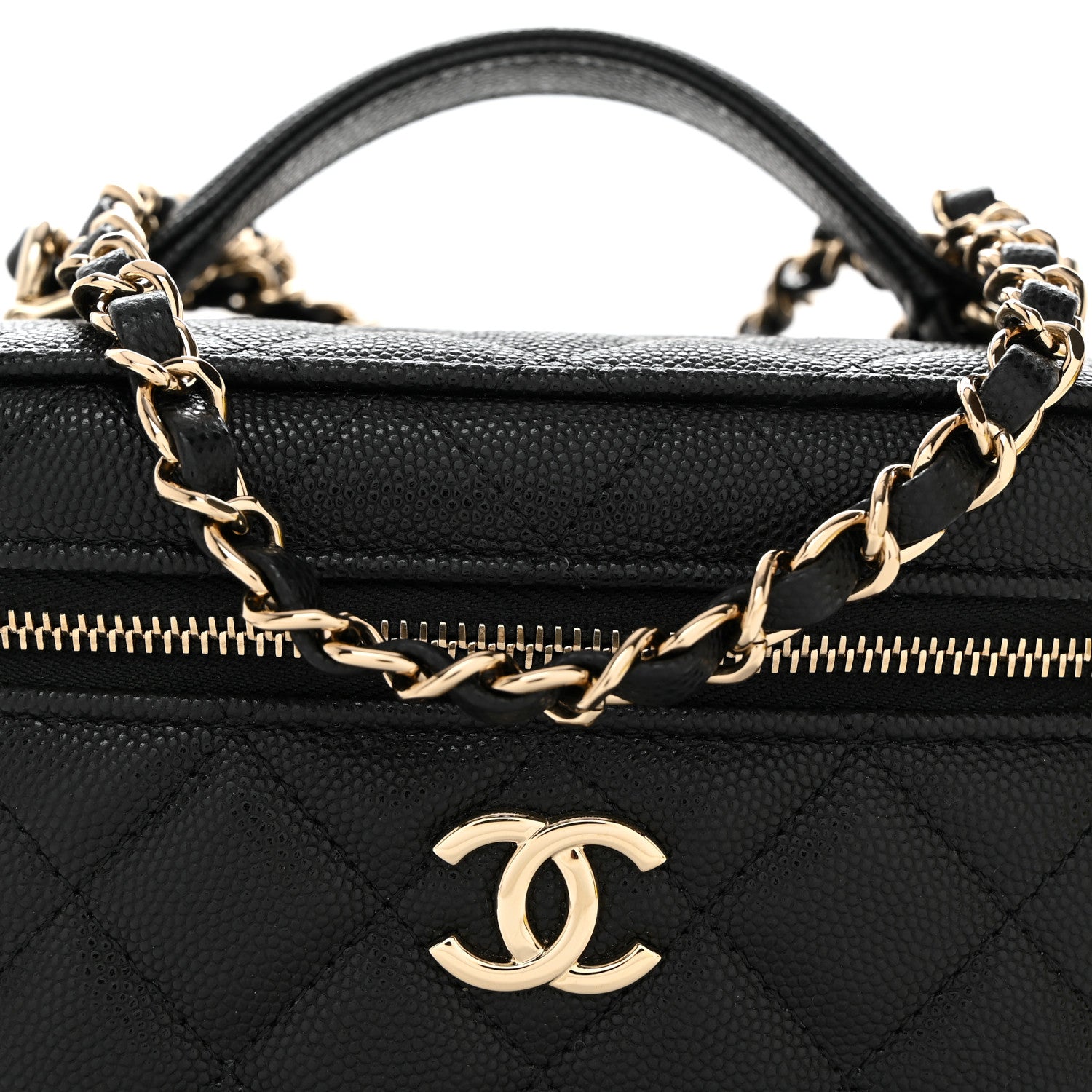 Chanel Caviar Quilted Small Top Handle Vanity Case With Chain Black 9 of 11