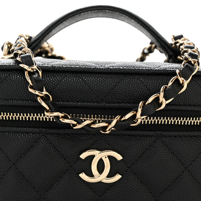 Chanel Caviar Quilted Small Top Handle Vanity Case With Chain Black 9 of 11
