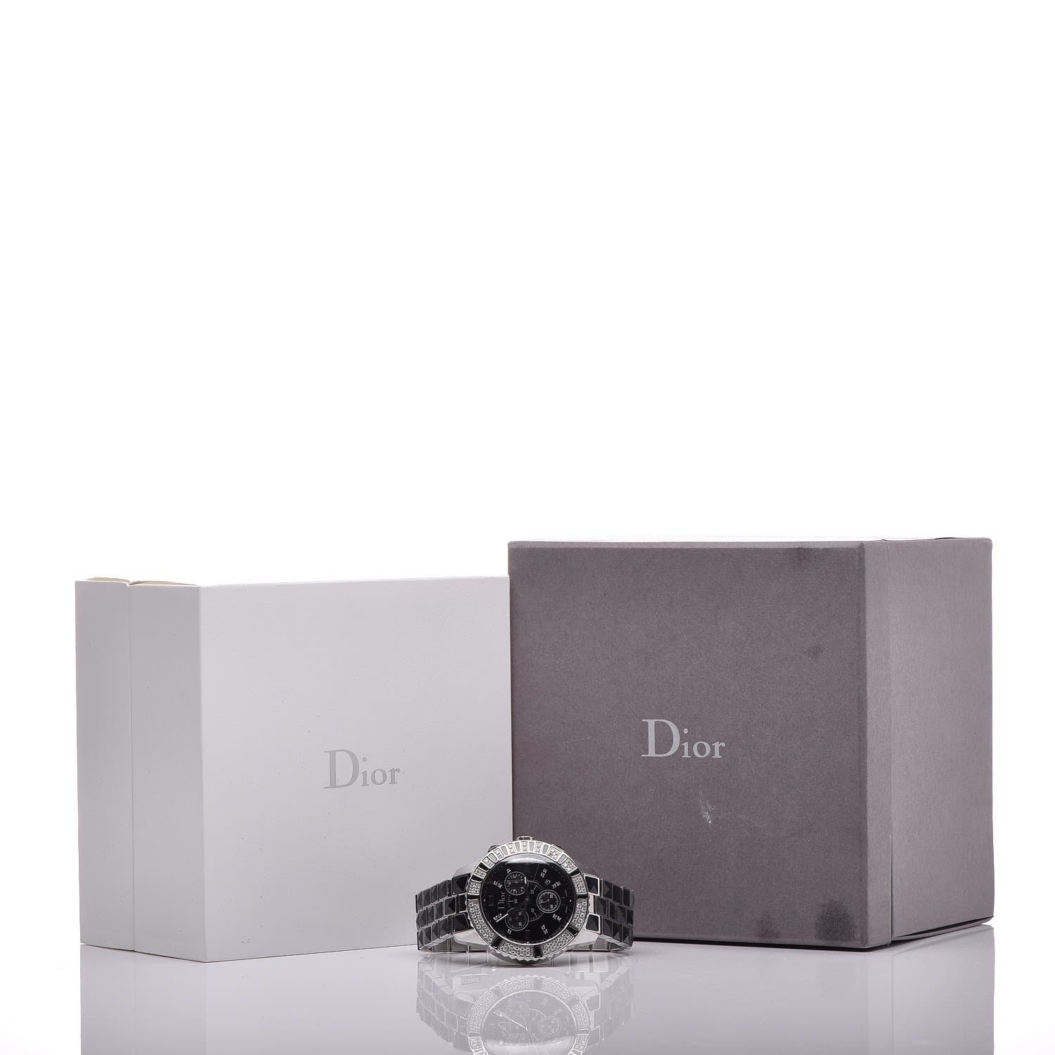 Christian Dior Stainless Steel Diamond Pave Bezel Sapphire 38mm Christal Chronograph Quartz Watch Black 9 of 9