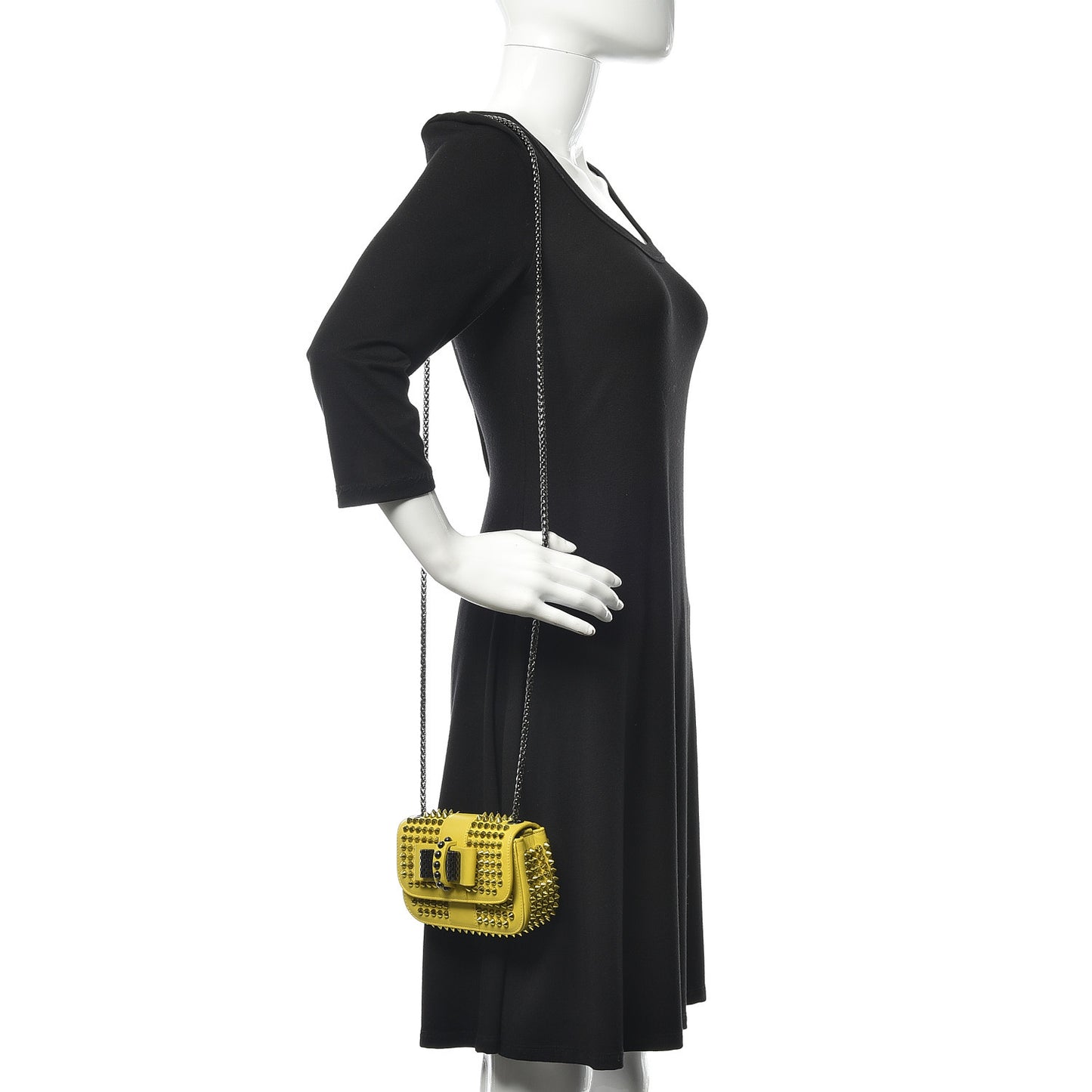 Calfskin Spikes Mini Sweety Charity Crossbody Bag Mimosa