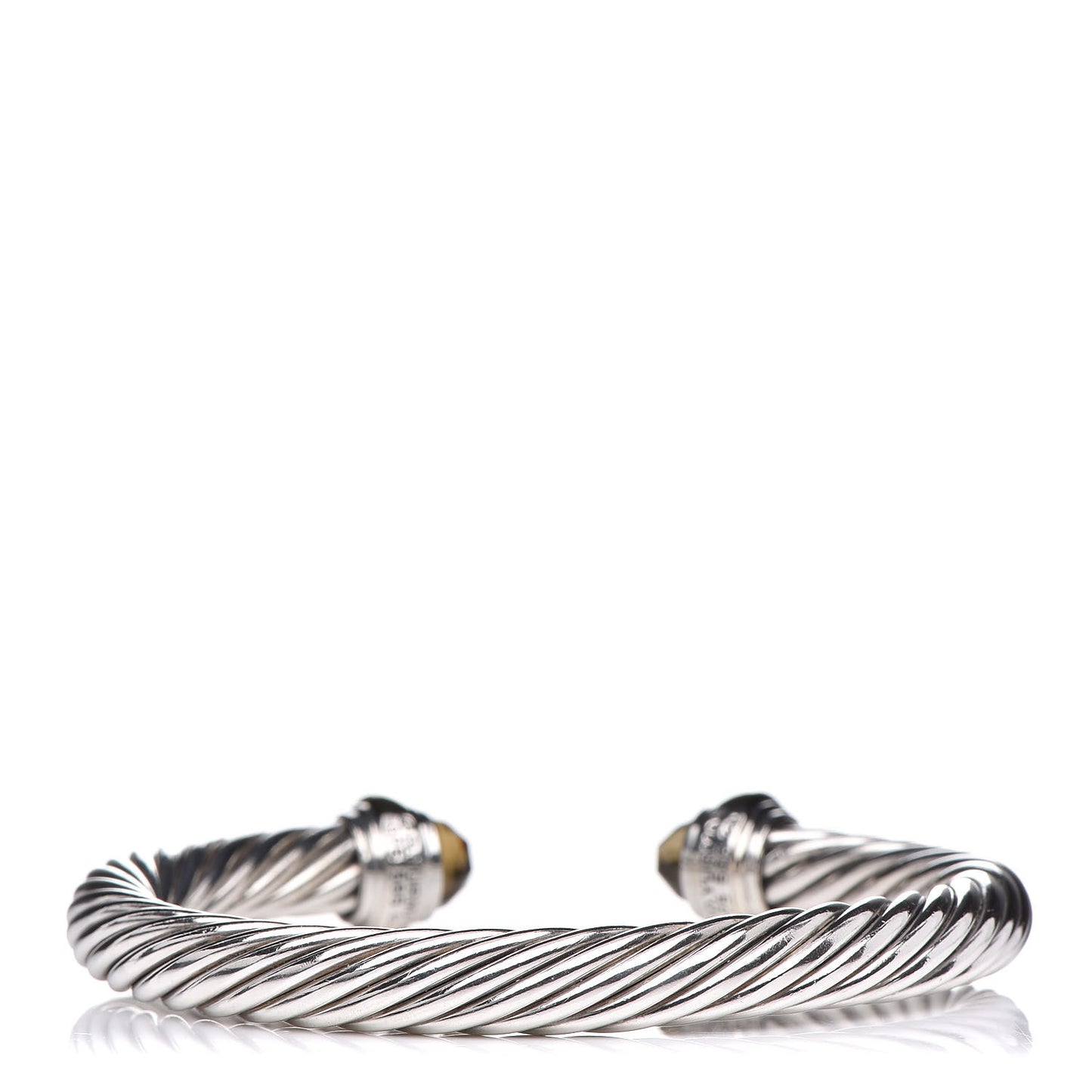 Sterling Silver 14K Yellow Gold Citrine 7mm Cable Classics Bracelet