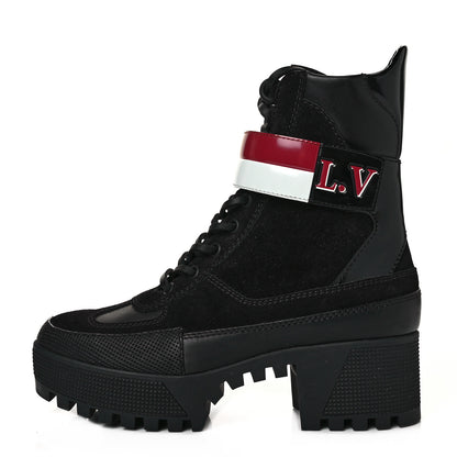 Louis Vuitton Suede Calfskin Laureate Platform Desert Boots 35.5 Black 1 of 6