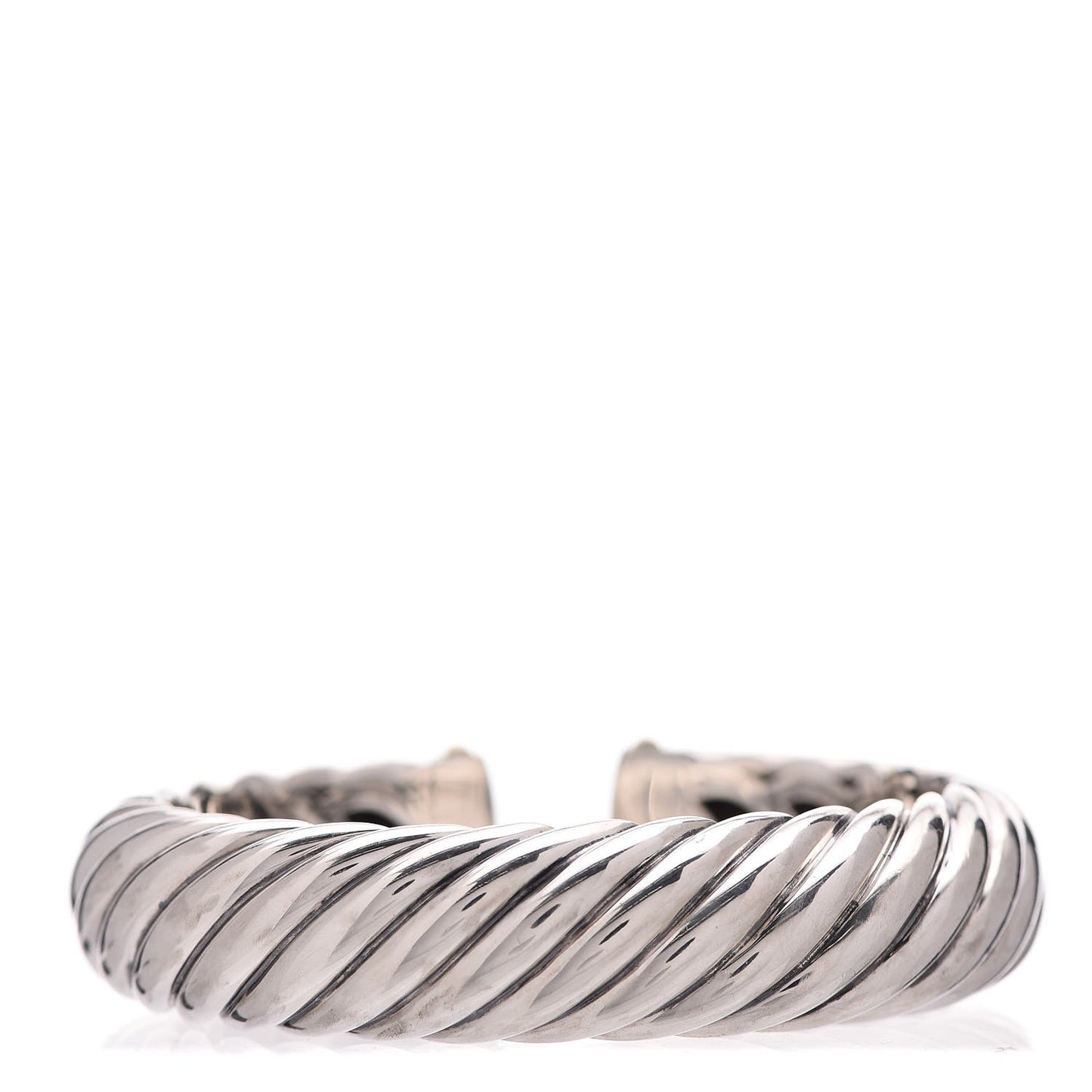 Sterling Silver 18K Yellow Gold 15mm Sculpted Cable Cuff Bracelet