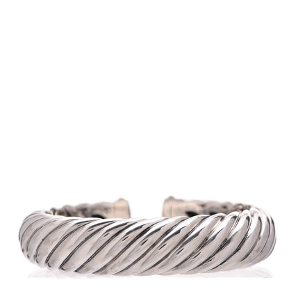 David Yurman Sterling Silver 18K Yellow Gold 15mm Sculpted Cable Cuff Bracelet 3 of 5