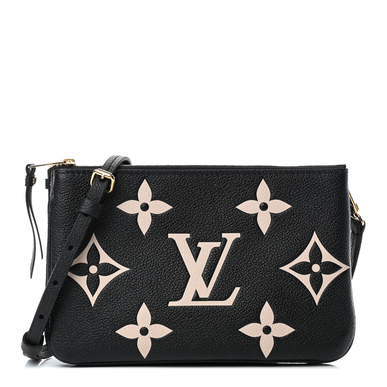 Louis Vuitton Empreinte Monogram Giant Double Zip Pochette Black Cream 1 of 4