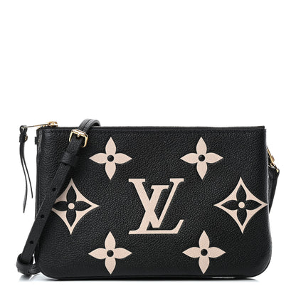 Louis Vuitton Empreinte Monogram Giant Double Zip Pochette Black Cream 1 of 4