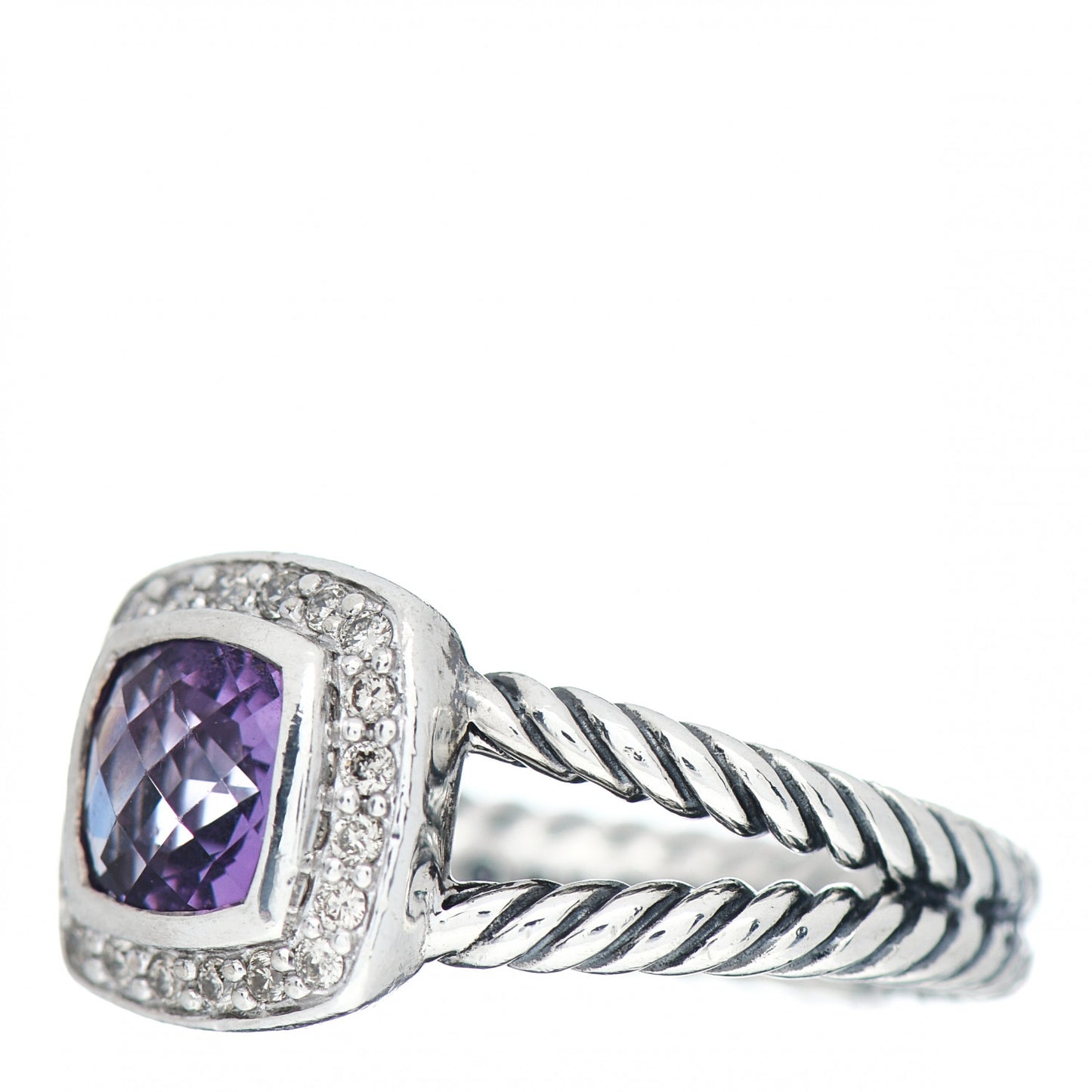 Sterling Silver Diamond Amethyst 7mm Petite Albion Ring 54 7