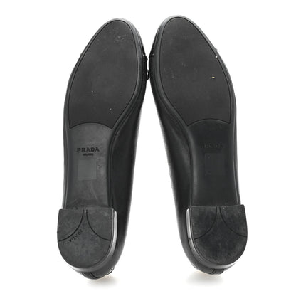 Prada Nappa Vernice Cap Toe Logo Bow Ballerina Flats 39.5 Black 6 of 9