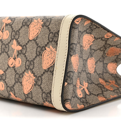 Gucci GG Supreme Monogram Berry Textured Dollar Calfskin Small Padlock Tote Beige Ebony Light Copper Mystic White 9 of 10