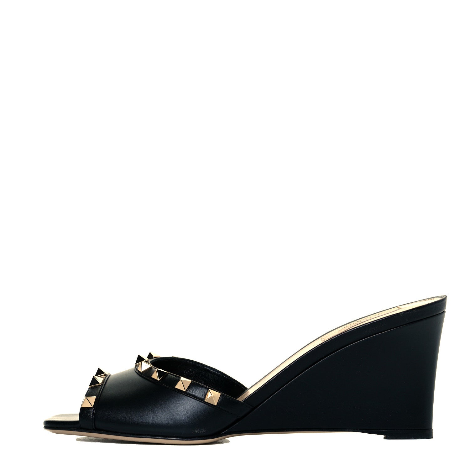 Valentino Garavani Calfskin Rockstud Wedge Sandals 41 Black 2 of 24
