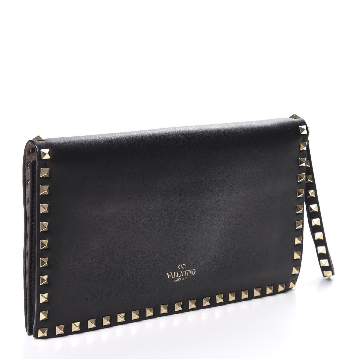 Nappa Rockstud Wristlet Clutch Black