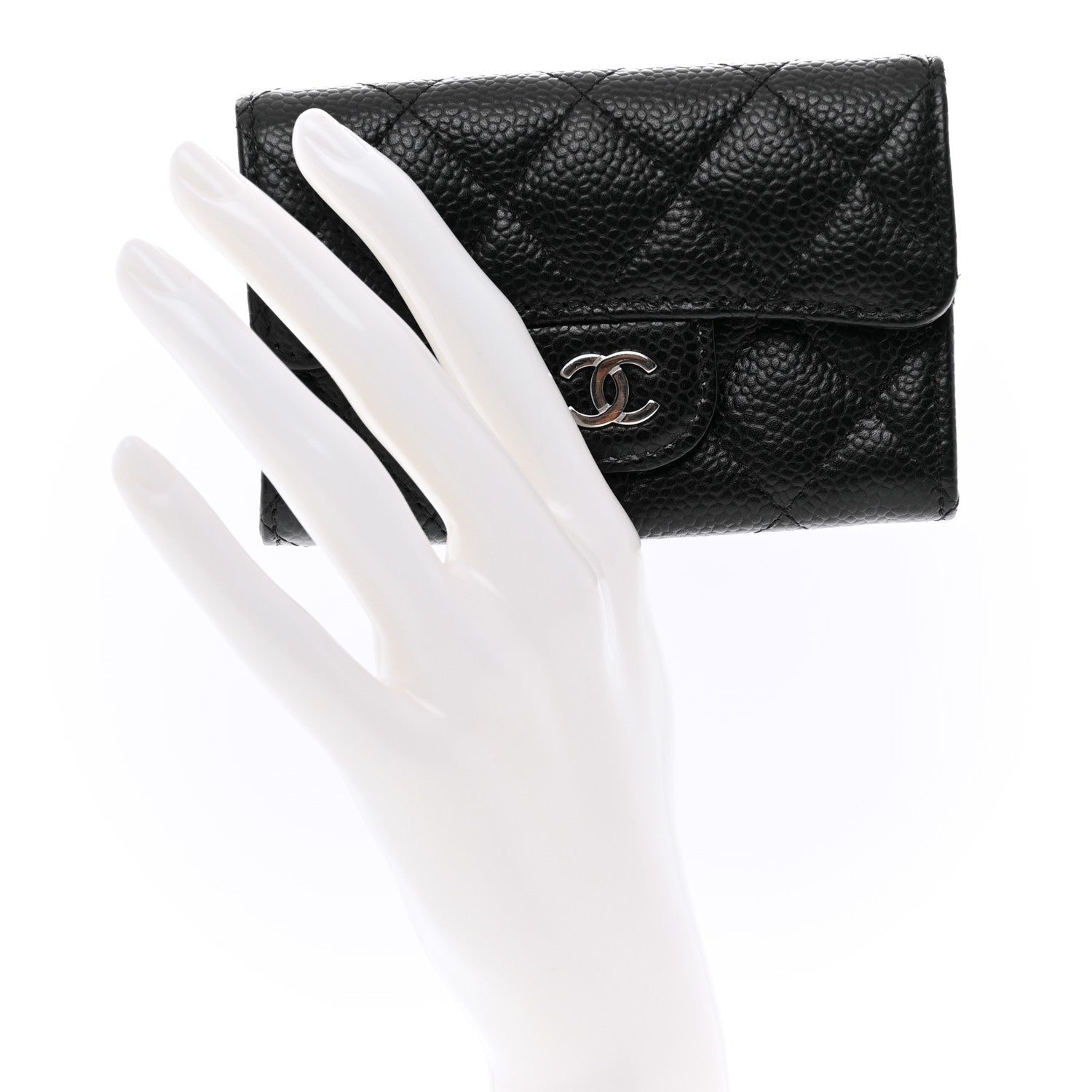 Chanel Caviar Quilted Flap Card Holder Wallet Black 2 of 9