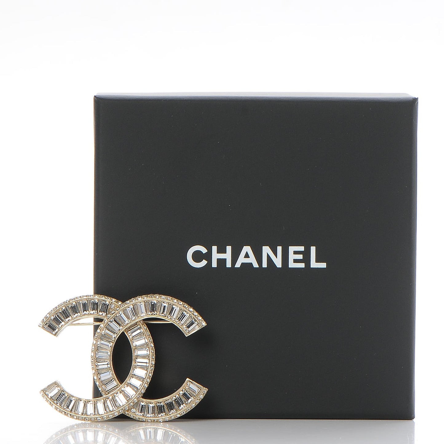 Baguette Crystal CC Brooch Gold