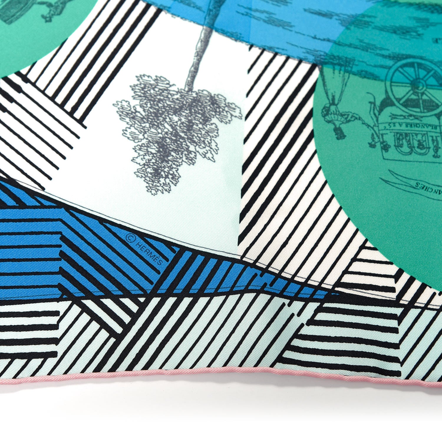 Hermes Silk Jeu Des Omnibus Remix Scarf 90 Bleu Vert Corail 5 of 6