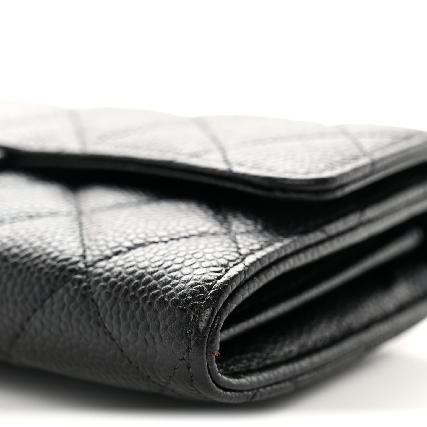 Caviar Quilted Large Gusset Flap Wallet Black