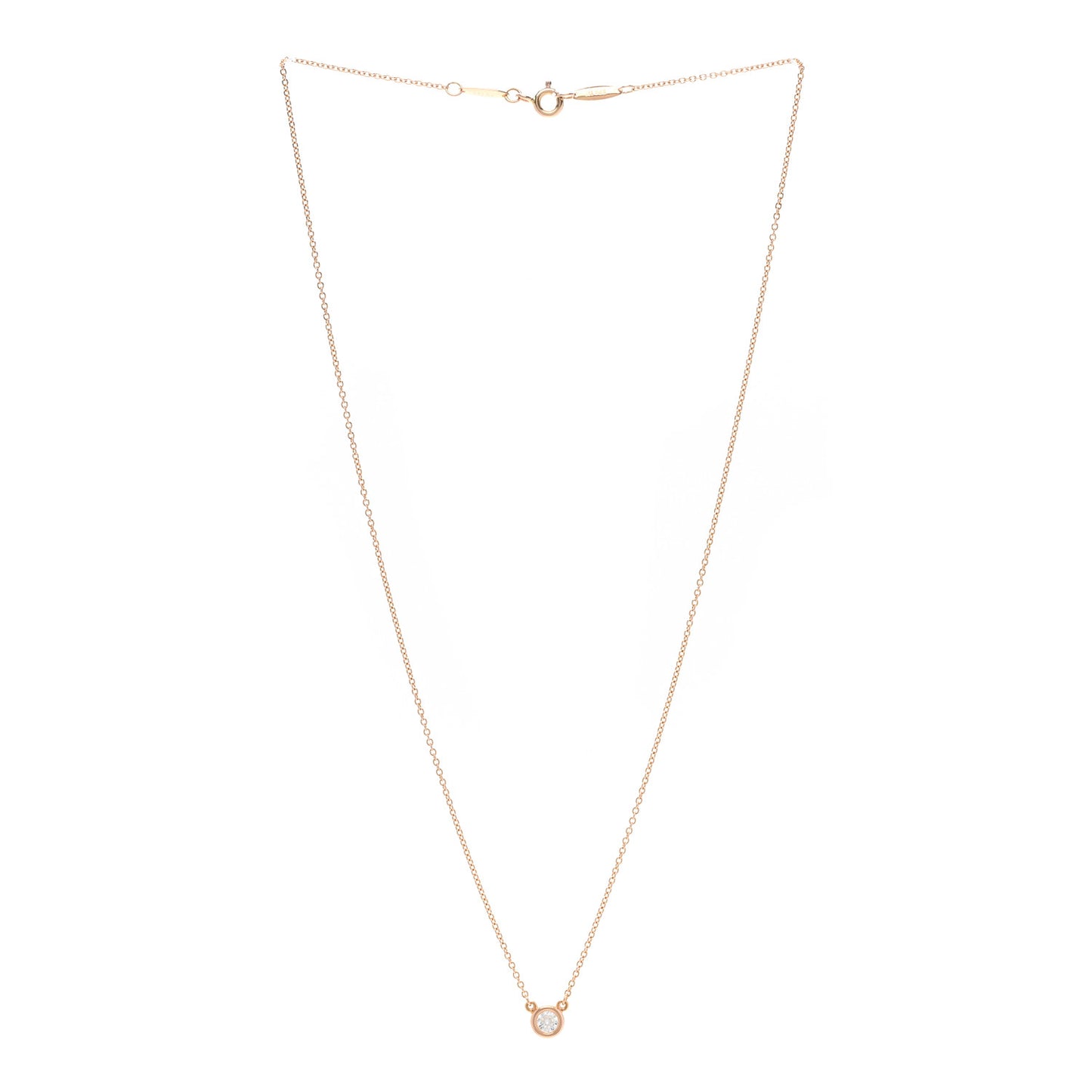 18K Rose Gold Diamond .17ct Elsa Peretti Diamonds by the Yard Pendant Necklace