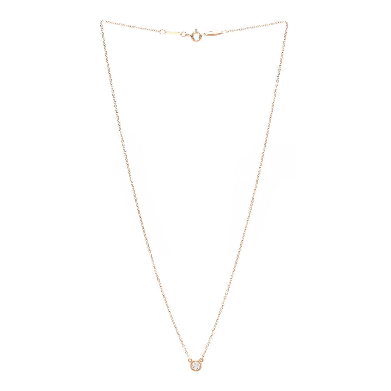 Tiffany 18K Rose Gold Diamond .17ct Elsa Peretti Diamonds by the Yard Pendant Necklace 3 of 8