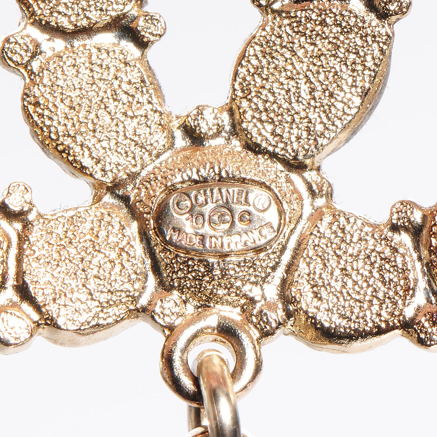 Glass Pearl CC Brooch Black