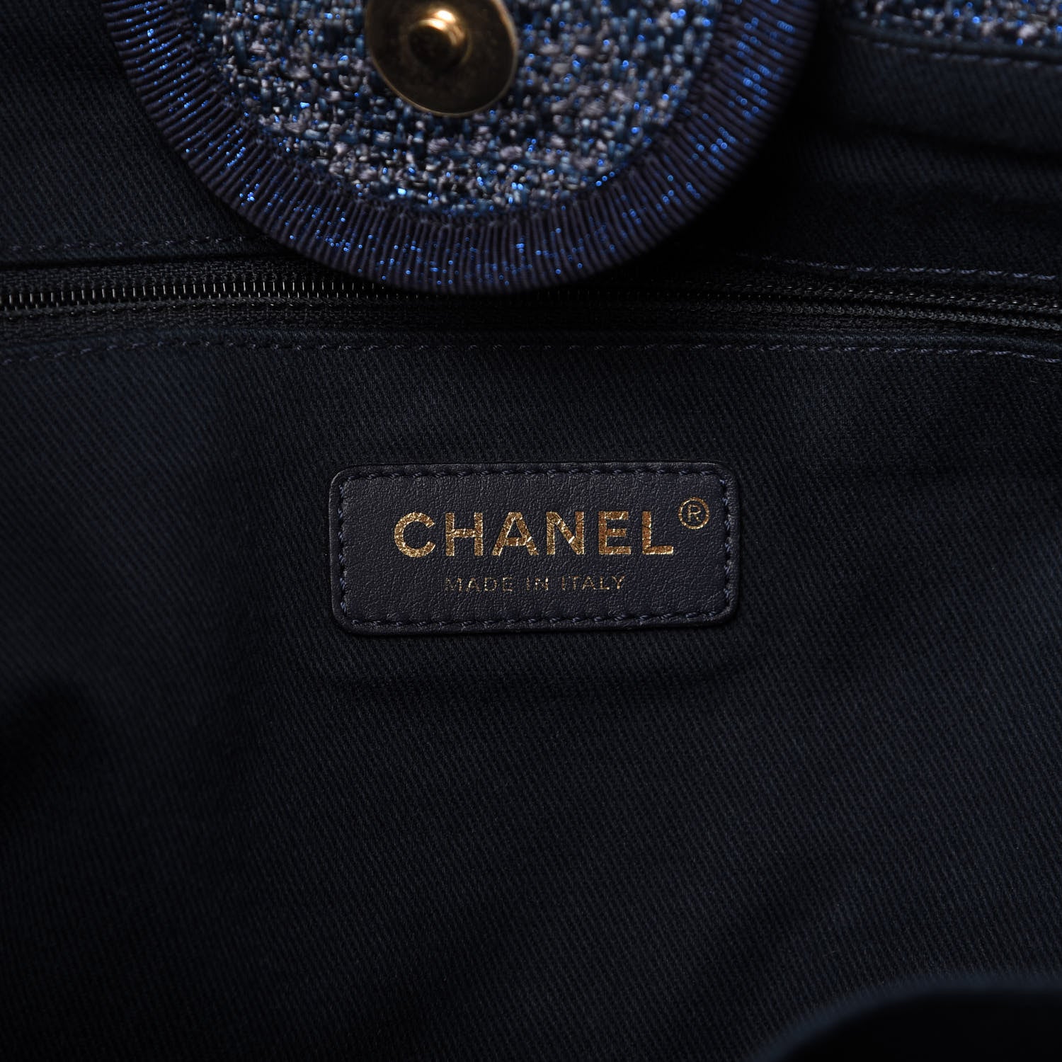 Chanel Lurex Canvas Medium Deauville Tote Navy Blue 8 of 10
