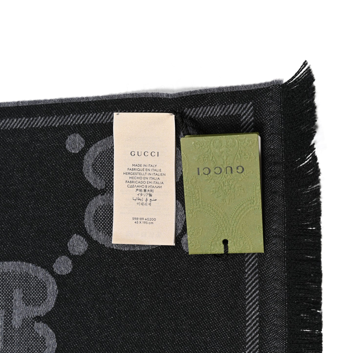 Wool Jacquard Monogram Jumbo GG Nest Mel Scarf Lead Black