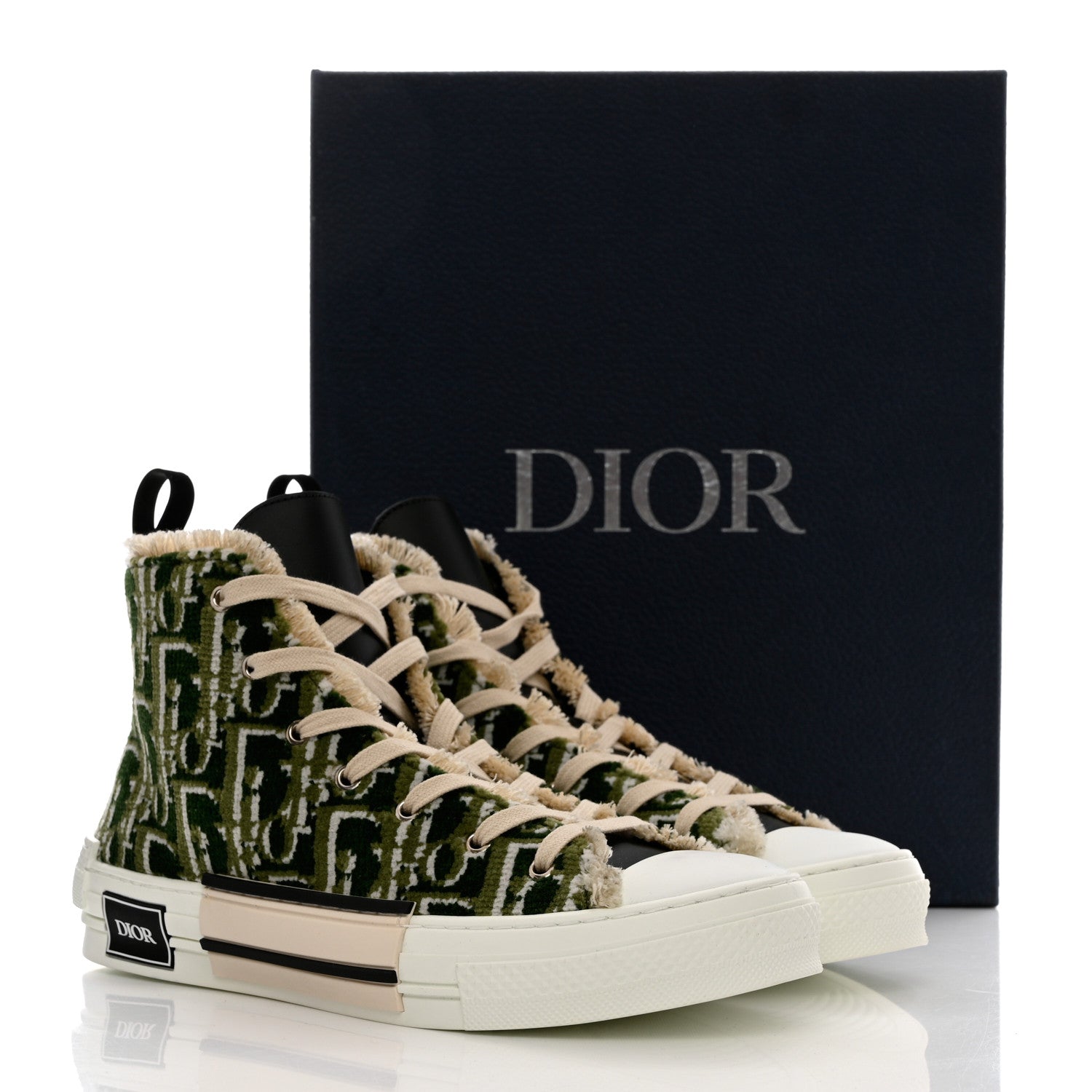 Christian Dior Tapestry Oblique Mens B23 High Top Sneakers 42 Olive 10 of 10