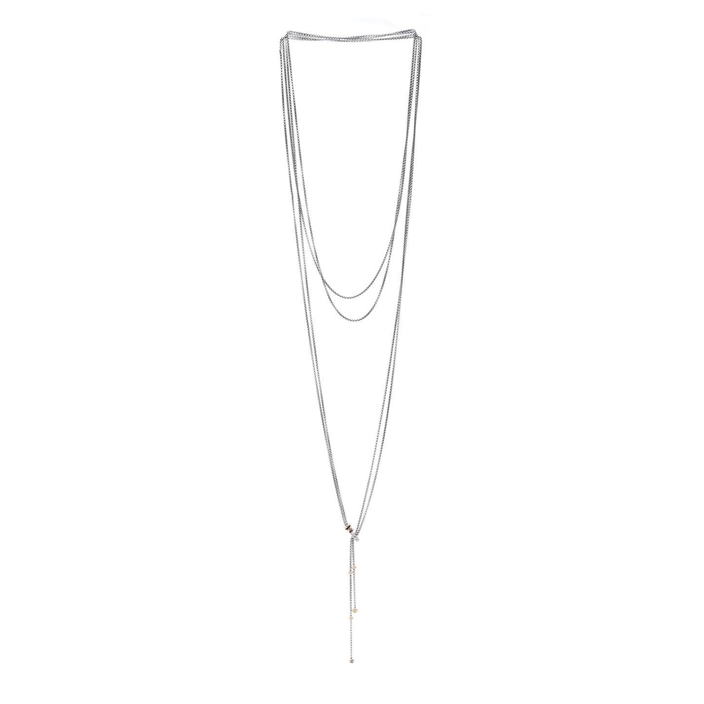 Sterling Silver 18K Yellow Gold Diamond Petite Helena Y Necklace