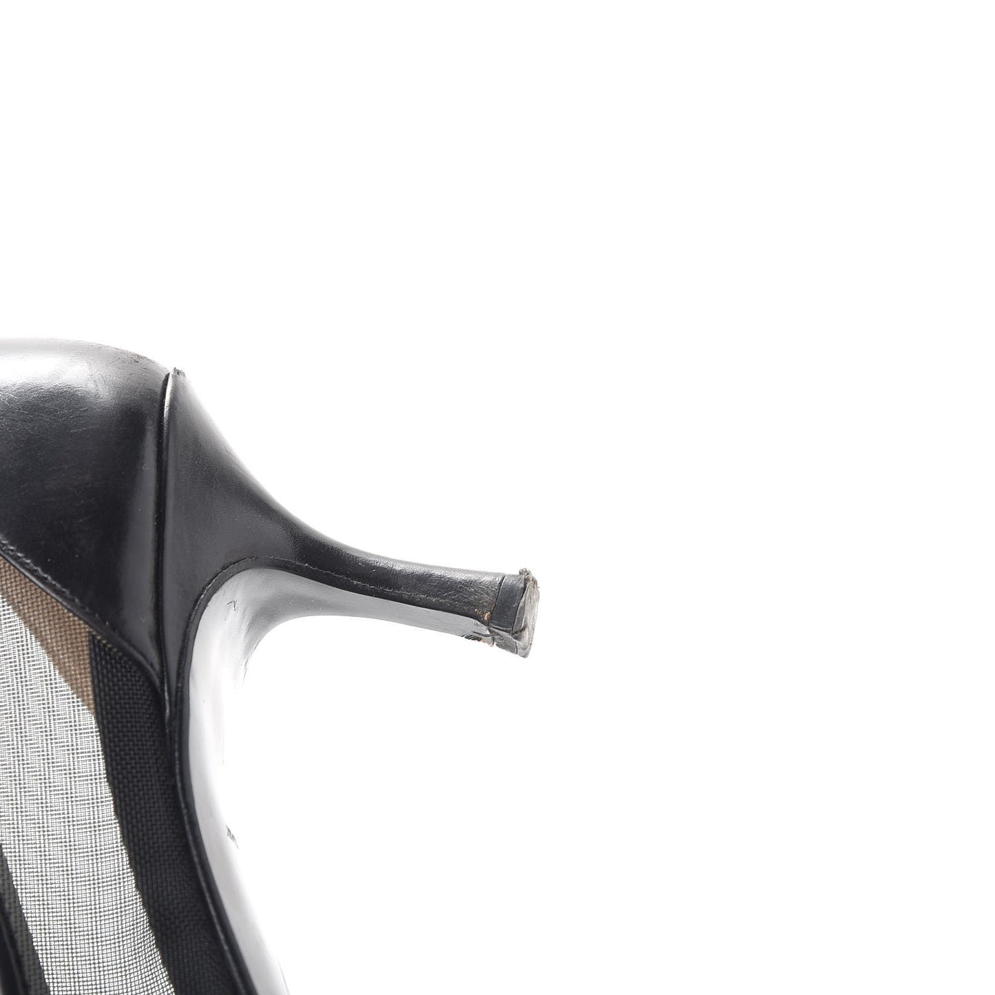Lambskin Mesh CC Kitten Heels Pumps 38 Black