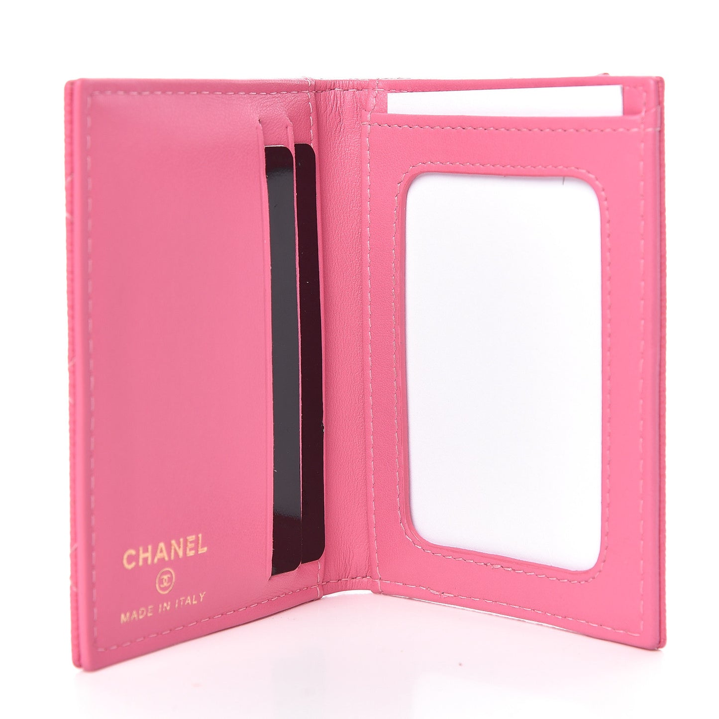 Caviar Quilted Card Holder Wallet Pink