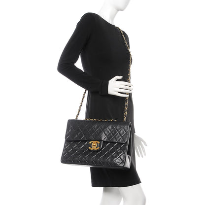 Chanel Lambskin Quilted XL Jumbo Single Flap Black 2 of 10