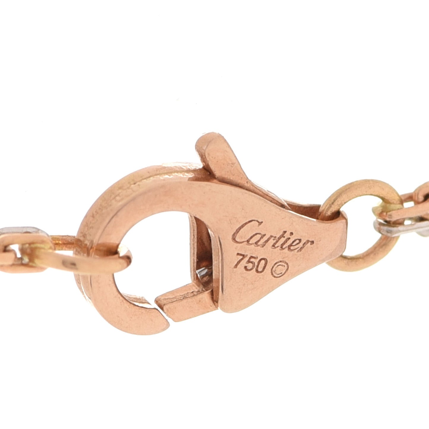 18K White Pink Gold Diamond Three Ring LOVE Pendant Necklace