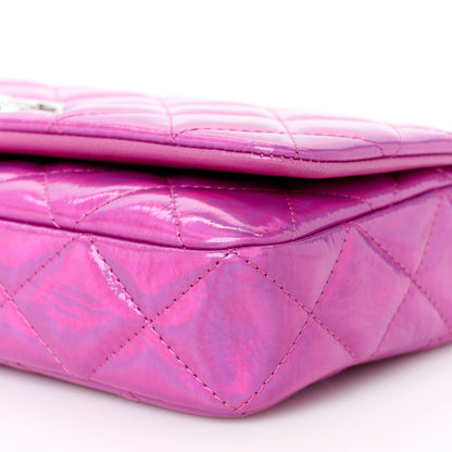 Chanel Iridescent Mirror Goatskin Quilted Clutch With Chain Pink 11 of 12
