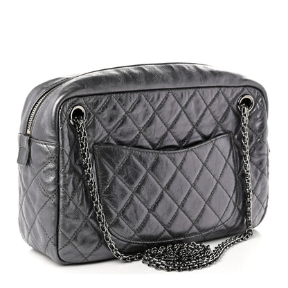 Chanel Metallic Aged Calfskin Quilted Medium Reissue Camera Case Dark Silver 2 of 9