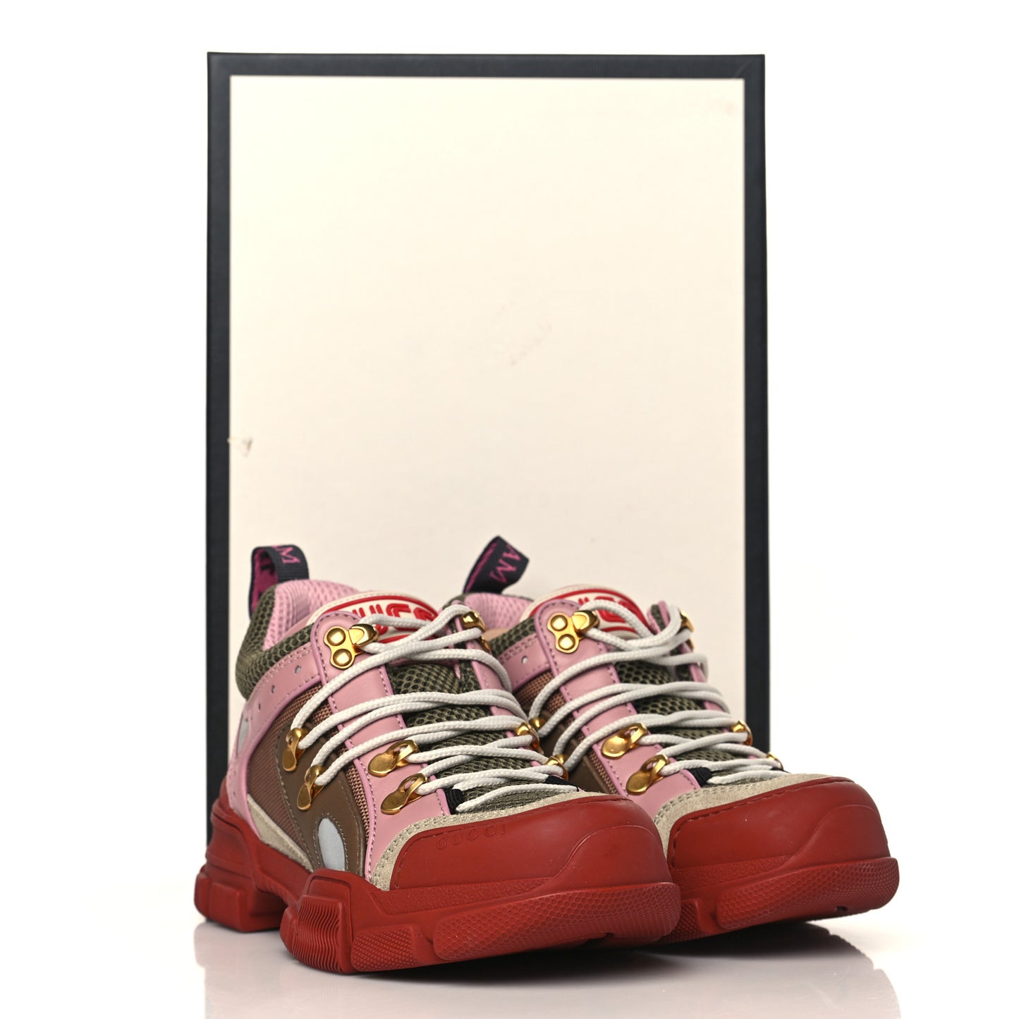 X SEGA Mesh Canvas Calfskin Womens Flashtrek Sneakers 35 Military Oatmeal Carmine Rose Ardesia