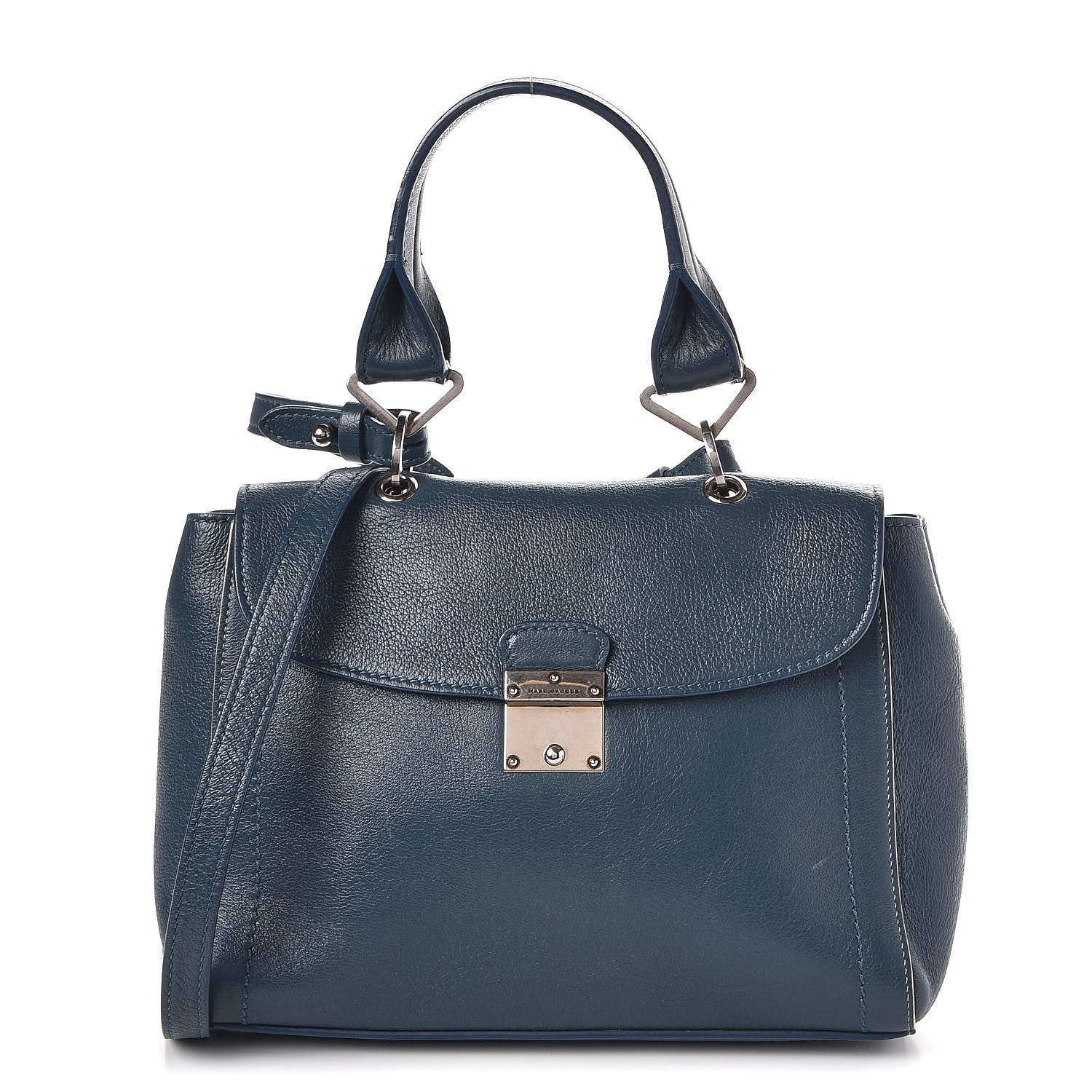 Marc Jacobs Glazed Calfskin Mini 1984 Top Handle Satchel Bag Nautical Blue 1 of 7