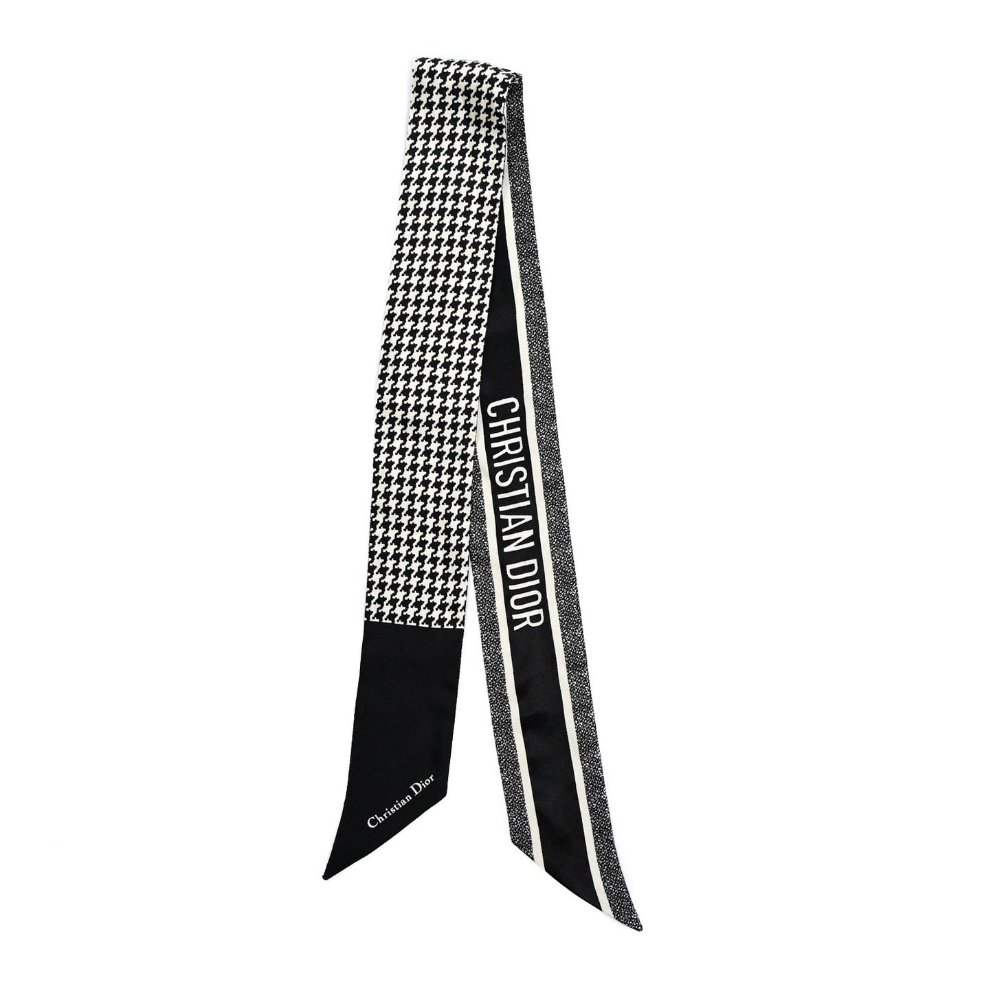Silk Houndstooth Mitzah Scarf Black White