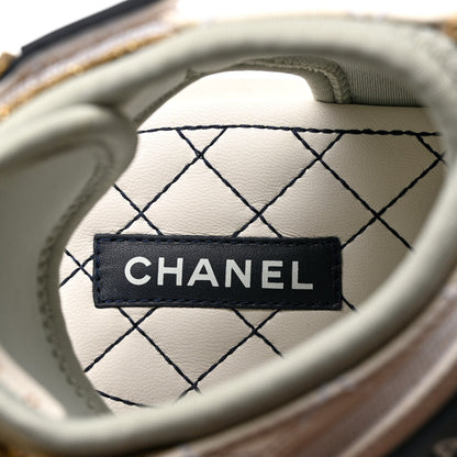 Chanel Goatskin Fabric Gladiator Sandals 41.5 White Light Grey Navy Blue 7 of 10