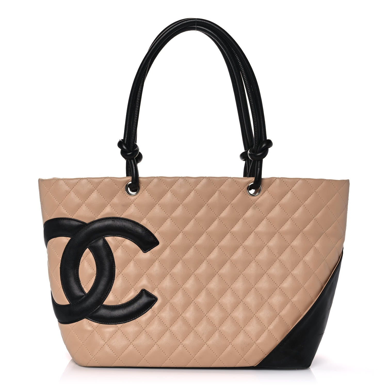 Chanel Calfskin Quilted Large Cambon Tote Beige Black 1 of 11