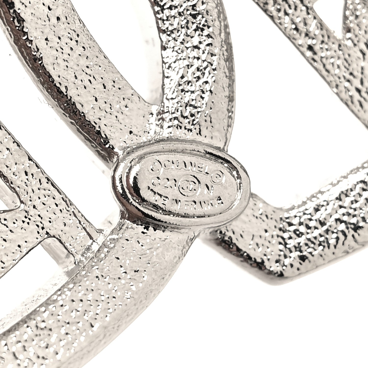 Chanel Crystal Double Heart Logo Brooch Silver 3 of 3