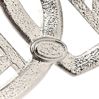 Chanel Crystal Double Heart Logo Brooch Silver 3 of 3