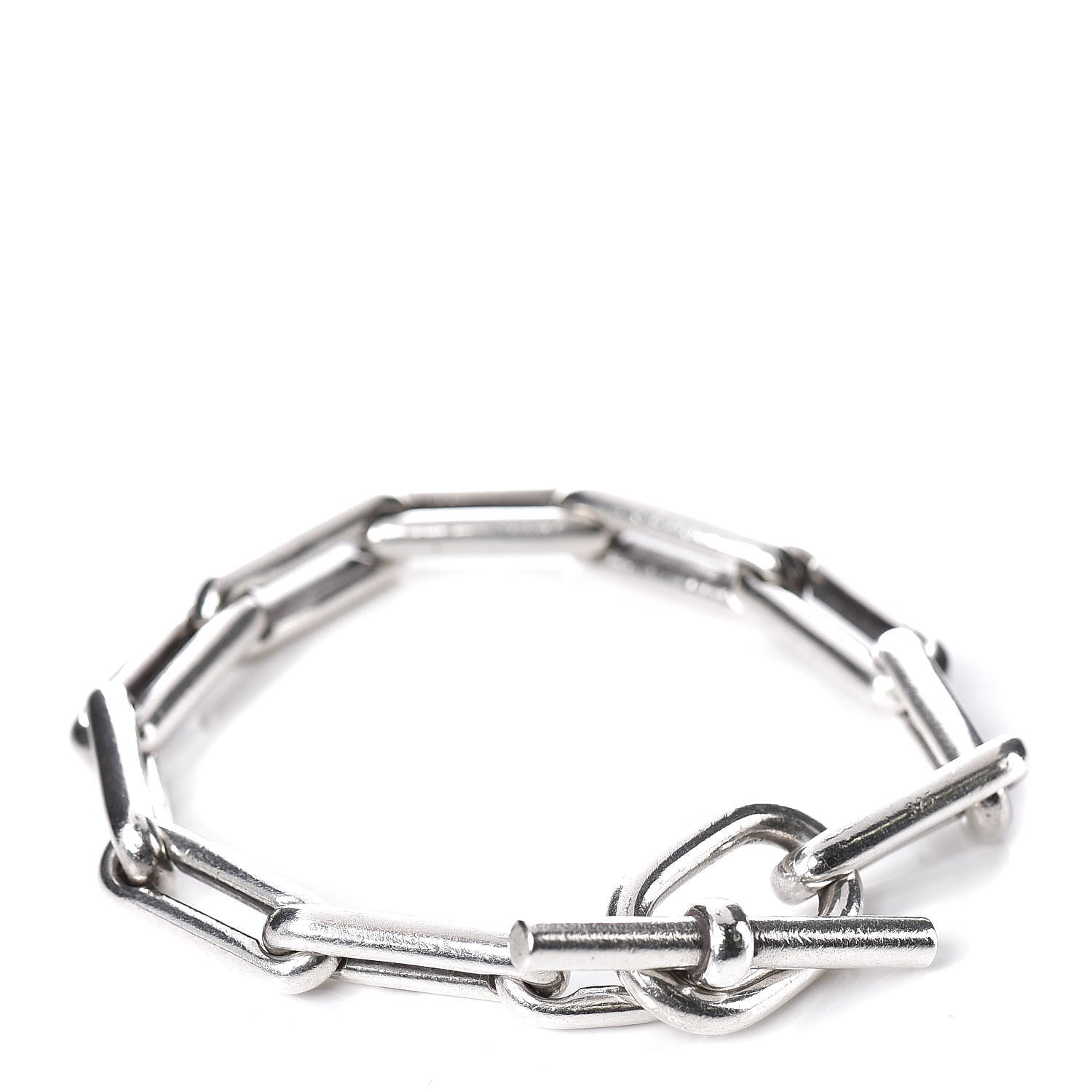 Hermes Sterling Silver Oval Link Toggle Bracelet 1 of 6