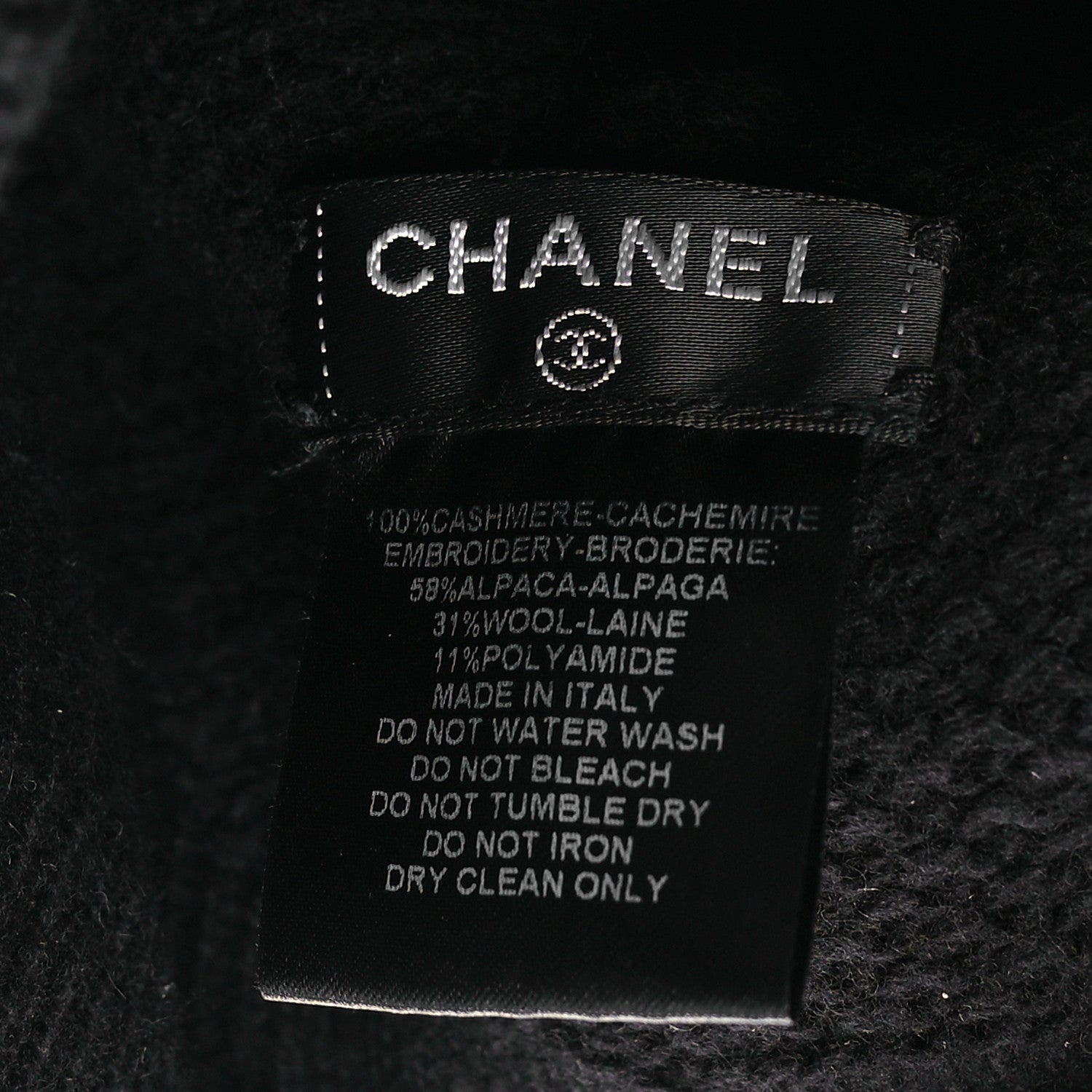 Chanel Cashmere CC Logo Beanie Hat Black 4 of 4