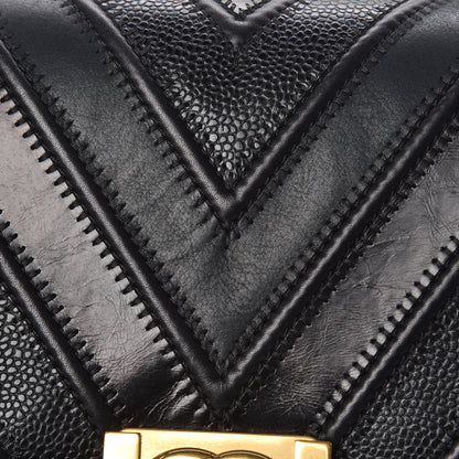 Chanel Caviar Suede Calfskin Chevron Medium Boy Flap Black 8 of 16