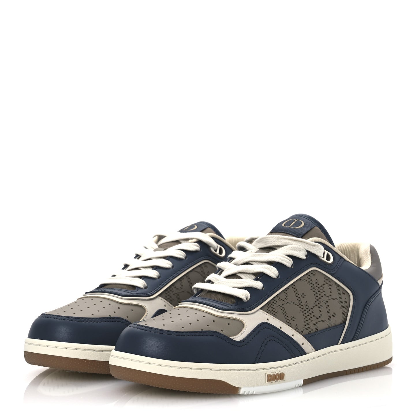 Smooth Calfskin Oblique Galaxy Perforated Mens B27 Low Top Sneakers 41 Brown Deep Grey