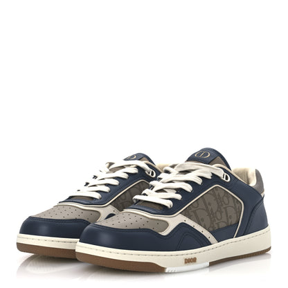 Christian Dior Smooth Calfskin Oblique Galaxy Perforated Mens B27 Low Top Sneakers 41 Brown Deep Grey 4 of 12