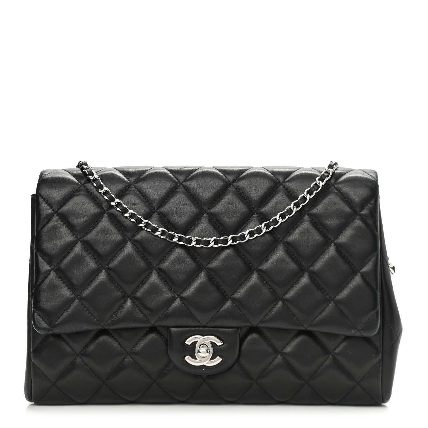 Chanel Lambskin Quilted Clutch With Chain Flap Black 1 of 13