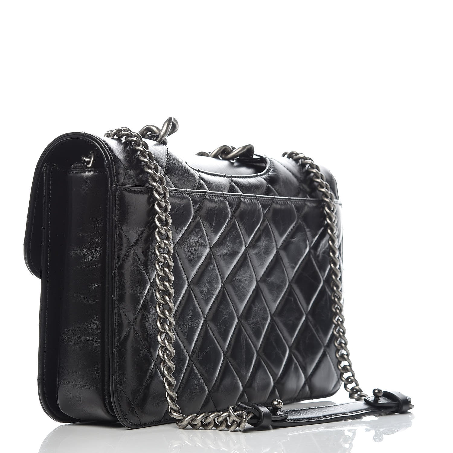 Chanel Glazed Calfskin Quilted Large Perfect Edge Flap Black 3 of 8