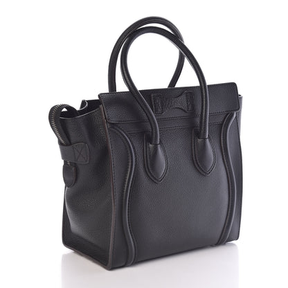 Celine Drummed Calfskin Micro Luggage Black 3 of 8