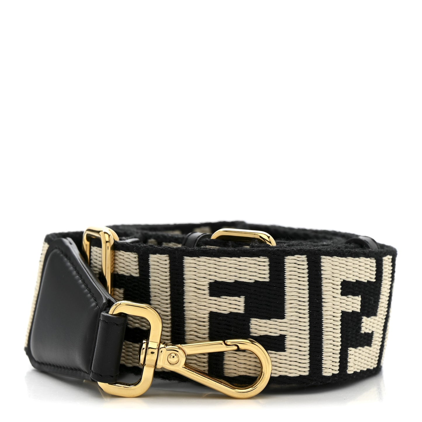 Jacquard Ribbon Vitello King FF Bi-Color Intreccio Adjustable Strap You Black White
